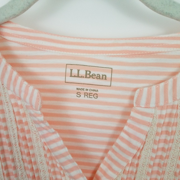 LL BEAN Stripe Pintuck Henley Long Sleeve Top S - Picture 6 of 6